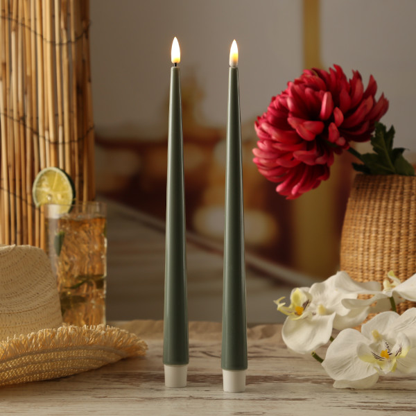 LED Stabkerzen ELLA - Echtwachs - realistische 3D Flamme - H: 28cm ... von DELUXE Homeart