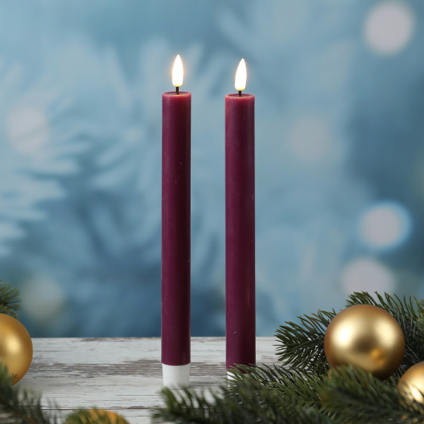 LED Stabkerzen MIA - Echtwachs - realistische 3D Flamme - H: 24cm -... von DELUXE Homeart