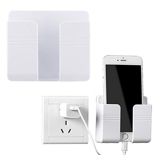 Handyhalter Wand Halterung Ladekabel Ständer für Handys Fernbedienung Halterung Für Mobiltelefone, Aufbewahrungsbox Für Fernbedienungen(weiß, 2er-Pack) von DEMON KILLER