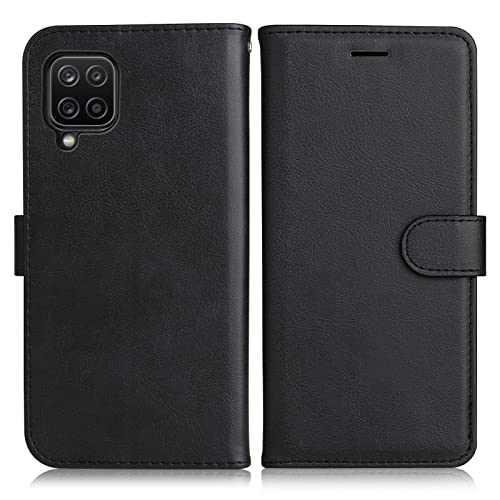 DENDICO Hülle für Galaxy A12 5G, PU Leder Brieftasche Handyhülle, Flip Tasche TPU Schutzhülle mit Kartenfach für Samsung Galaxy A12 5G, Schwarz von DENDICO