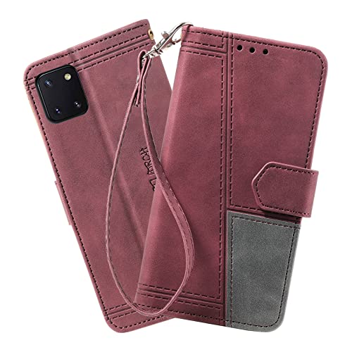 DENDICO Hülle für Galaxy Note 10 Lite, PU Leder Handyhülle Stoßfest Klapphülle, Magnetverschluss Brieftasche Schutzhülle für Samsung Galaxy Note 10 Lite/Galaxy A81 / Galaxy M60S, Weinrot von DENDICO