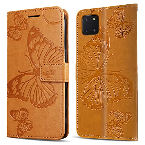 DENDICO Hülle für Galaxy Note 10 Lite/Galaxy A81 / Galaxy M60S, PU Leder Magnetverschluss Flip Handyhülle Schutzhülle mit Standfunktion und Kartenfach für Samsung Galaxy Note 10 Lite, Gelb von DENDICO