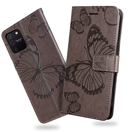 DENDICO Hülle für Galaxy S10 Lite/Galaxy A91 / Galaxy M80S, PU Leder Magnetverschluss Flip Handyhülle Schutzhülle mit Standfunktion und Kartenfach für Samsung Galaxy S10 Lite, Grau von DENDICO