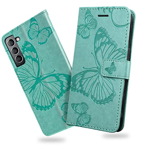 DENDICO Hülle für Galaxy S22, PU Leder Magnetverschluss Flip Handyhülle Schutzhülle mit Standfunktion und Kartenfach für Samsung Galaxy S22, Grün DENDICO Hülle für Galaxy S22, PU Leder Magnetverschluss Flip Handyhülle Schutzhülle mit Standfunktion und Kartenfach für Samsung Galaxy S22, Grün von DENDICO