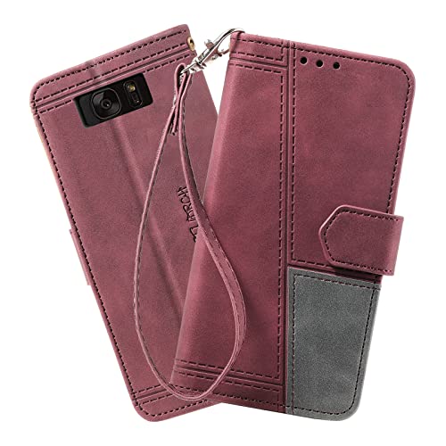 DENDICO Hülle für Galaxy S7, PU Leder Handyhülle Stoßfest Klapphülle, Magnetverschluss Brieftasche Schutzhülle für Samsung Galaxy S7, Weinrot von DENDICO
