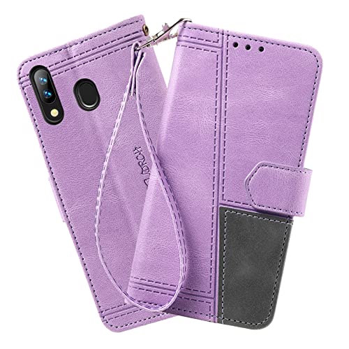 DENDICO Hülle für Huawei P Smart 2019 / Honor 10 Lite, PU Leder Handyhülle Stoßfest Klapphülle, Magnetverschluss Brieftasche Schutzhülle für Huawei P Smart 2019 / Honor 10 Lite, Violett von DENDICO