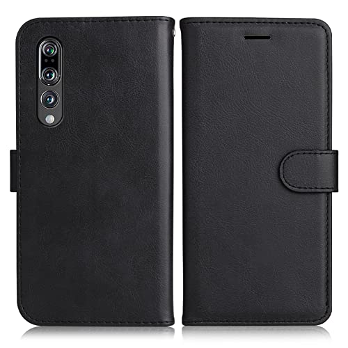 DENDICO Hülle für Huawei P20 Pro, PU Leder Brieftasche Handyhülle, Flip Tasche TPU Schutzhülle mit Kartenfach für Huawei P20 Pro, Schwarz von DENDICO