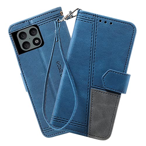 DENDICO Hülle für OnePlus 10 Pro 5G, PU Leder Handyhülle Stoßfest Klapphülle, Magnetverschluss Brieftasche Schutzhülle für OnePlus 10 Pro 5G, Blau von DENDICO