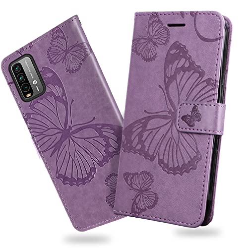 DENDICO Hülle für Xiaomi Redmi 9T / Xiaomi Poco M3, PU Leder Magnetverschluss Flip Handyhülle Schutzhülle mit Standfunktion und Kartenfach für Xiaomi Redmi 9T / Xiaomi Poco M3, Violett von DENDICO