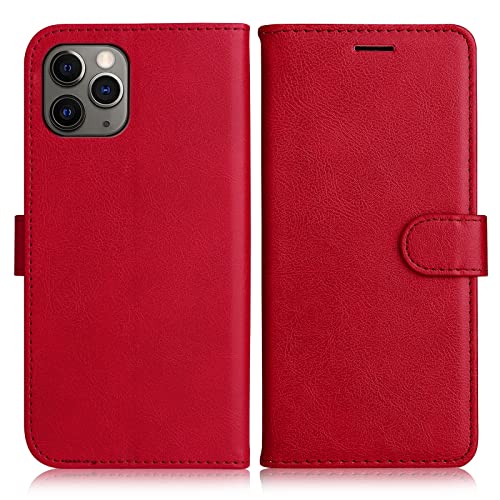 DENDICO Hülle für iPhone 11 Pro Max, PU Leder Brieftasche Handyhülle, Flip Tasche TPU Schutzhülle mit Kartenfach für iPhone 11 Pro Max, Rot DENDICO Hülle für iPhone 11 Pro Max, PU Leder Brieftasche Handyhülle, Flip Tasche TPU Schutzhülle mit Kartenfach für iPhone 11 Pro Max, Rot von DENDICO