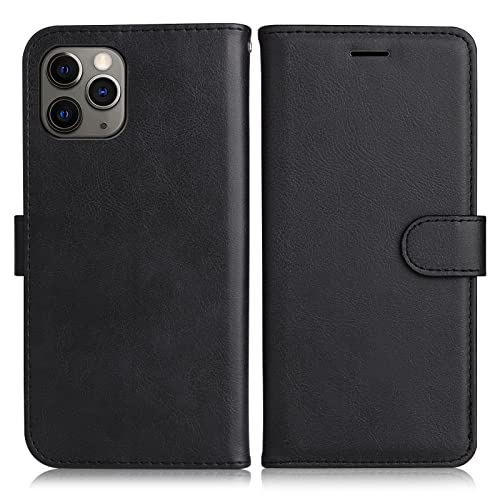 DENDICO Hülle für iPhone 11 Pro Max, PU Leder Brieftasche Handyhülle, Flip Tasche TPU Schutzhülle mit Kartenfach für iPhone 11 Pro Max, Schwarz von DENDICO