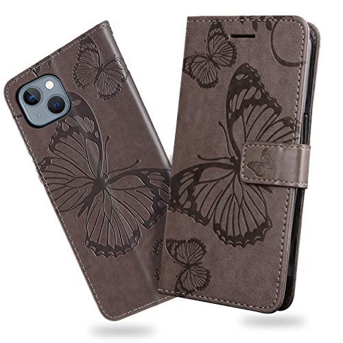 DENDICO Hülle für iPhone 13, PU Leder Magnetverschluss Flip Handyhülle Schutzhülle mit Standfunktion und Kartenfach für iPhone 13, Grau DENDICO Hülle für iPhone 13, PU Leder Magnetverschluss Flip Handyhülle Schutzhülle mit Standfunktion und Kartenfach für iPhone 13, Grau von DENDICO