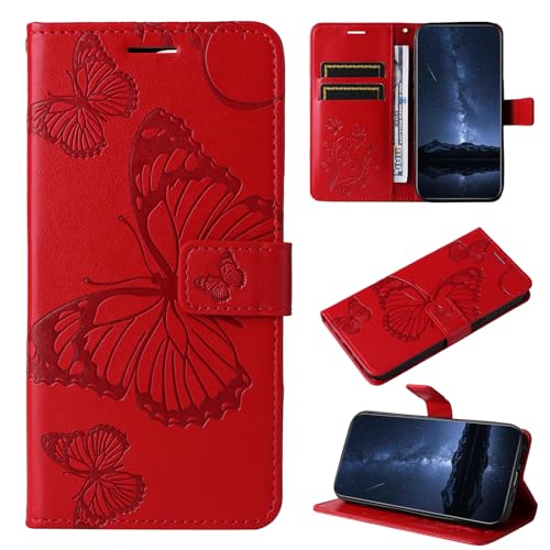 DENDICO Hülle für iPhone 15 Hülle, PU Leder Magnetverschluss Flip Handyhülle Schutzhülle mit Standfunktion und Kartenfach für iPhone 15, Rot DENDICO Hülle für iPhone 15 Hülle, PU Leder Magnetverschluss Flip Handyhülle Schutzhülle mit Standfunktion und Kartenfach für iPhone 15, Rot von DENDICO