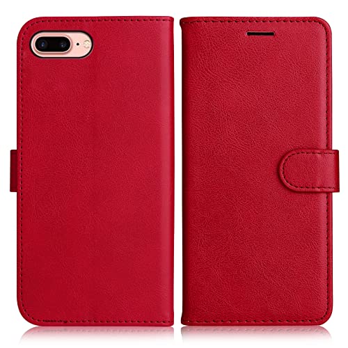 DENDICO Hülle für iPhone 8 Plus/iPhone 7 Plus, PU Leder Brieftasche Handyhülle, Flip Tasche TPU Schutzhülle mit Kartenfach für iPhone 8 Plus/iPhone 7 Plus, Rot DENDICO Hülle für iPhone 8 Plus/iPhone 7 Plus, PU Leder Brieftasche Handyhülle, Flip Tasche TPU Schutzhülle mit Kartenfach für iPhone 8 Plus/iPhone 7 Plus, Rot von DENDICO