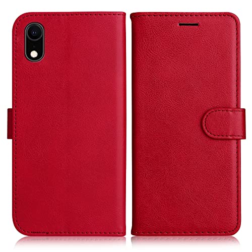 DENDICO Hülle für iPhone XR, PU Leder Brieftasche Handyhülle, Flip Tasche TPU Schutzhülle mit Kartenfach für iPhone XR, Rot DENDICO Hülle für iPhone XR, PU Leder Brieftasche Handyhülle, Flip Tasche TPU Schutzhülle mit Kartenfach für iPhone XR, Rot von DENDICO