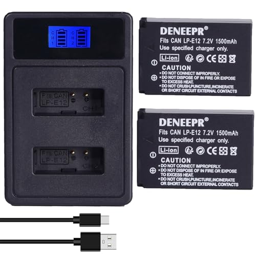 2Stk 1500mAh LP-E12 LP E12 LPE12 Akku + LCD Dual USB Ladegerät für LP-E12, LC-E12 Akku und EOS M, EOS M2, EOS M10, EOS M50, EOS Rebel SL1, EOS 100D Digitalkameras von DENEEPR