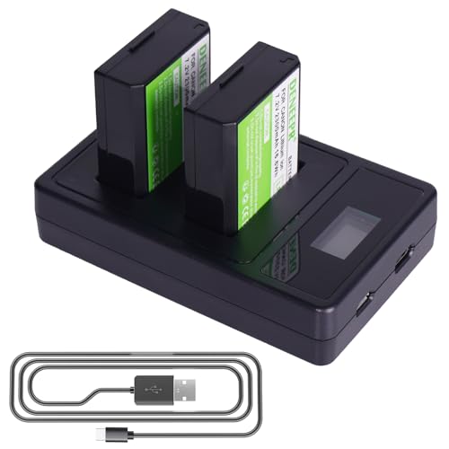 2X 7.2V 2300mAh Li-ion LP-E10 Akku mit LED Dual Akkuladegerät Kompatibel mit Canon EOS 1100D 1200D 1300D 2000D, EOS Rebel T3, T5, T6, Kiss X50, Kiss X70 Digital SLR Camera von DENEEPR