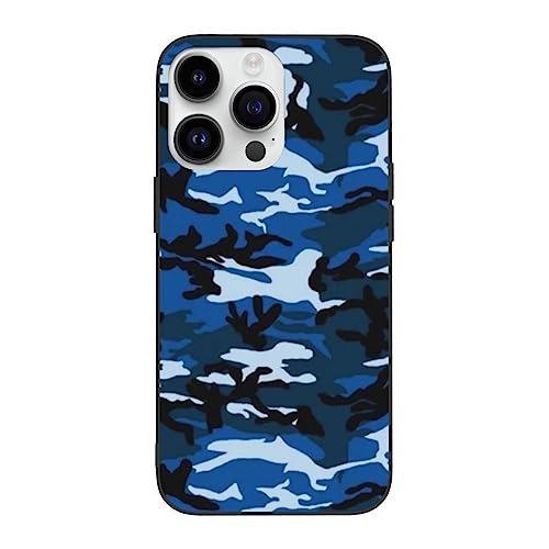DENMER Blaues Camouflage-Design mit umweltfreundlichem PC-Material, personalisierte Hülle für iPhone 14 Pro und iPhone 14 Pro Max von DENMER