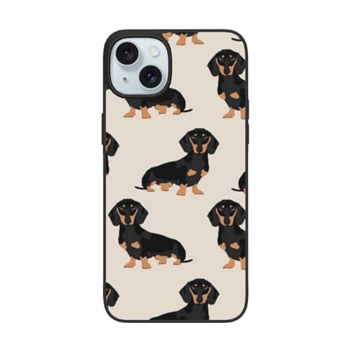 DENMER Dackel Hund iPhone 15 PC Hülle – Premium TPU + PC Material – Ultimativer Anti-Fall-Schutz für iPhone 15 und iPhone 15 Plus von DENMER