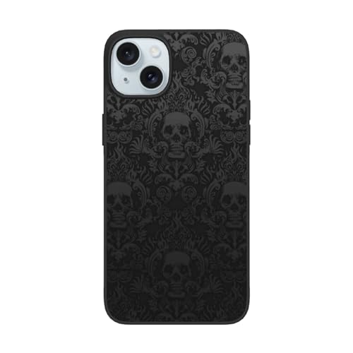 DENMER Gothic Wallpaper Skull iPhone 15 PC Hülle – Premium TPU + PC Material – Ultimativer Anti-Fall-Schutz für iPhone 15 und iPhone 15 Plus von DENMER
