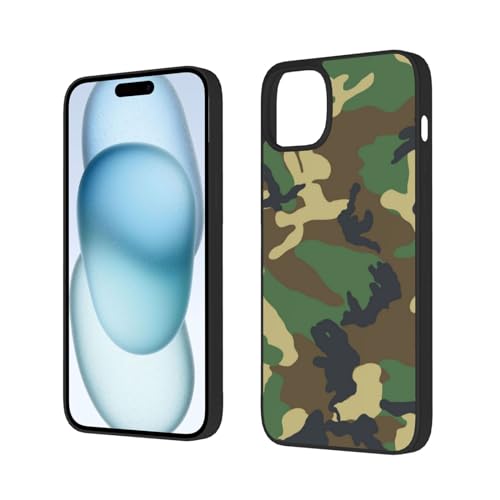 DENMER Grüne Militär-Camouflage-Handyhülle für iPhone 15, Ganzkörper-Schutzhülle, stoßfest, schlanke Handyhülle (für iPhone 15/15 Plus) von DENMER