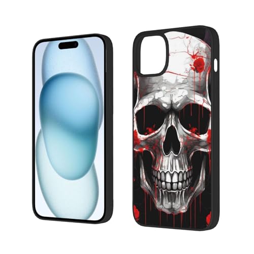 DENMER Halloween-Totenkopf-Handyhülle für iPhone 15, Ganzkörper-Schutzhülle, stoßfest, schlanke Handyhülle (für iPhone 15/15 Plus) von DENMER