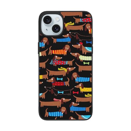 DENMER I Love My Dog Dackel iPhone 15 PC Hülle – Premium TPU + PC Material – Ultimativer Anti-Fall-Schutz für iPhone 15 und iPhone 15 Plus von DENMER