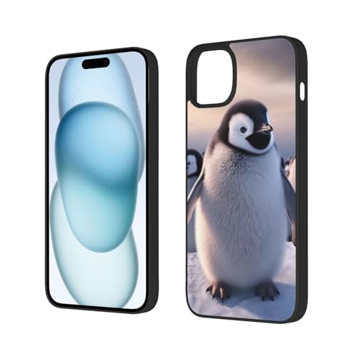 DENMER Niedliche Pinguin-Handyhülle für iPhone 15, Ganzkörper-Schutzhülle, stoßfest, schlanke Handyhülle (für iPhone 15/15 Plus) von DENMER