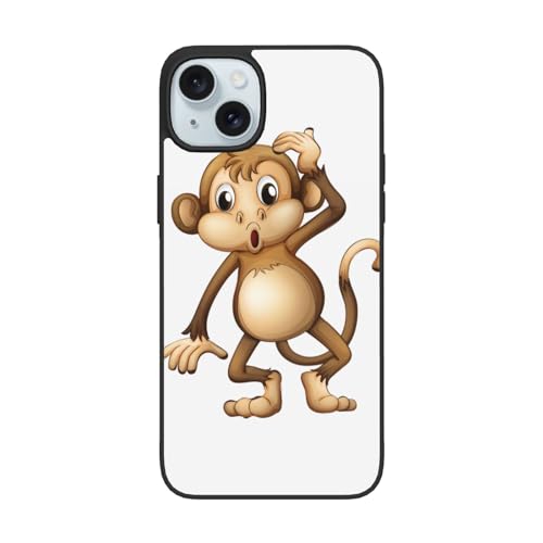 DENMER Niedlicher Affe iPhone 15 PC Hülle – Premium TPU + PC Material – Ultimativer Anti-Fall-Schutz für iPhone 15 und iPhone 15 Plus von DENMER