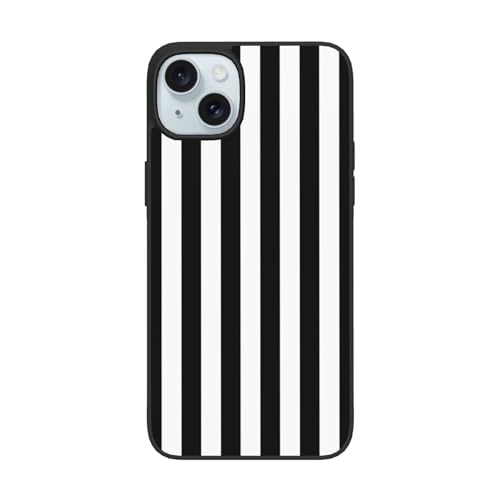 DENMER Schutzhülle für iPhone 15, Schwarz / Weiß gestreift – Premium TPU + PC-Material – ultimativer Anti-Fall-Schutz für iPhone 15 und iPhone 15 Plus von DENMER