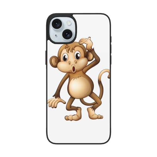 DENMER Schutzhülle für iPhone 15 / 15 Plus, Motiv: niedlicher Affe, stoßfest, schlanke Handyhülle (für iPhone 15/15 Plus) von DENMER