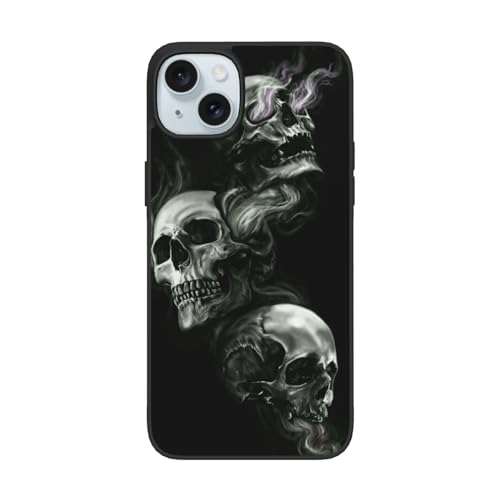 DENMER Schutzhülle für iPhone 15 und iPhone 15 Plus, Schwarz und Weiß, Totenkopf – Premium-TPU + PC-Material – ultimativer Anti-Fall-Schutz für iPhone 15 und iPhone 15 Plus von DENMER