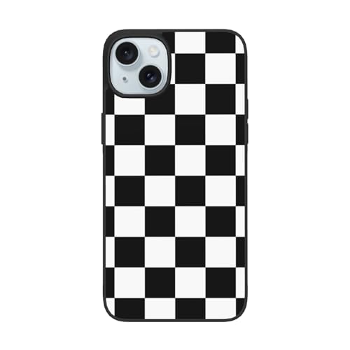 DENMER Schutzhülle für iPhone 15 und iPhone 15 Plus, Schwarz und Weiß kariert, hochwertiges TPU+PC-Material – ultimativer Anti-Fall-Schutz für iPhone 15 und iPhone 15 Plus von DENMER