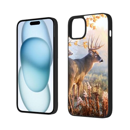 Hirsch Wildlife Art iPhone 15 Weiche Glashülle Anti-Drop-Schutz mit verbessertem doppellagigem TPU + Acryl-Hülle von DENMER