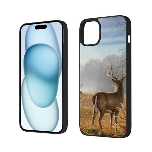 Hirschjagd iPhone 15 weiche Glashülle, Anti-Drop-Schutz mit verbessertem doppellagigem TPU + Acryl-Hülle von DENMER