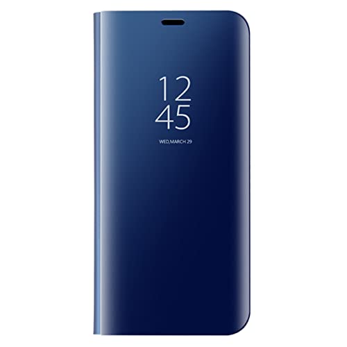 DENSUL Handyhülle für Samsung Galaxy S22/S22 Plus/S22 Ultra, Spiegel Schutzhülle Plating PC Klapphülle Intelligentes Wachen/Schlafen Handytasche,Blau,S22 Plus von DENSUL
