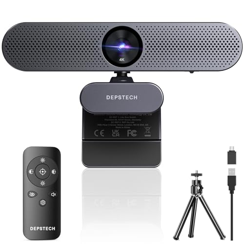 DEPSTECH DW50 4K Webcam, Ultra HD Webcam PC mit Sony-Sensor, Doppelmikrofone mit Geräuschunterdrückung, Fernbedienung, Autofokus, Sichtschutz, Streaming Kamera für Laptop/Videoanrufe/Teams/Skype/Zoom von DEPSTECH