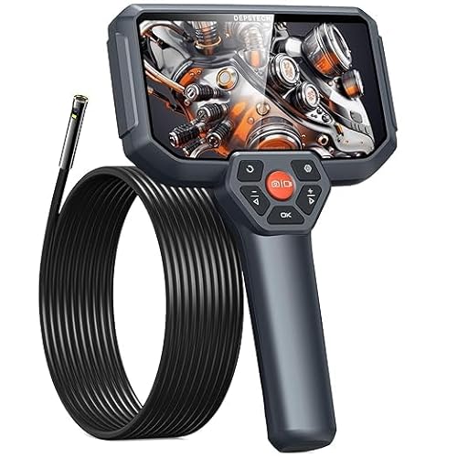 DEPSTECH IPS-Display, 12,7 cm (5 Zoll), Endoskop-Kamera, tragbares Doppelobjektiv, Endoskop mit Licht, 1080P wasserdicht, Kamera, Inspektionskanalisierung, geteilter Bildschirm, TF-Karte 32 GB, von DEPSTECH