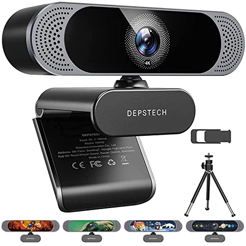 DEPSTECH Webcam with Microphone, 4K Webcam Autofocus Web Camera with Privacy Cover and Tripod, 8MP USB Webcam for Desktop Laptop PC, Streaming Webcam for Zoom, Skype, Facetime, YouTube von DEPSTECH