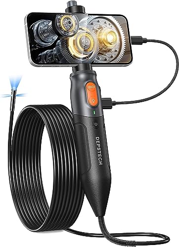 Drei Linsen Endoskopkamera mit Licht, DEPSTECH 2MP HD Endoskop für iPhone iOS&Android, Inspektionskamera, Rohrkamera, Kanalkamera, Teleskop Kamera mit 6+2 LEDs, IP67 wasserdicht, Tragetasche, 3M Kabel von DEPSTECH