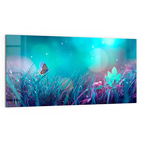 DEQORI Glas-Magnettafel | 100x50 cm groß | Motiv "Märchenhafte Wiese" | Memo-Board aus Glas | Magnetboard inkl. Magnete, Stift & Tuch für Küche & Büro | Tafel magnetisch & beschreibbar von DEQORI