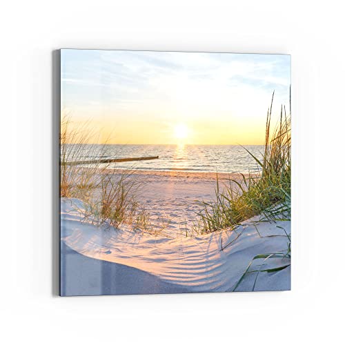 DEQORI Glas-Magnettafel | 30x30 cm groß | Motiv "Abendsonne an der Ostsee" | Memo-Board aus Glas | Magnetboard inkl. Magnete, Stift & Tuch für Küche & Büro | Tafel magnetisch & beschreibbar von DEQORI