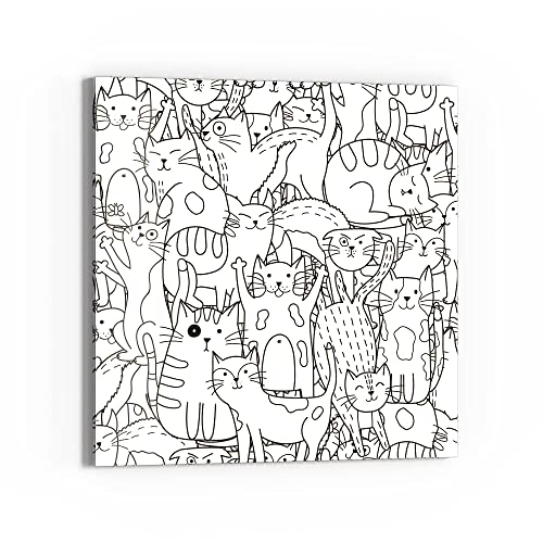 DEQORI Glas-Magnettafel | 30x30 cm groß | Motiv "Comic-Katzen" | Memo-Board aus Glas | Magnetboard inkl. Magnete, Stift & Tuch für Küche & Büro | Tafel magnetisch & beschreibbar von DEQORI