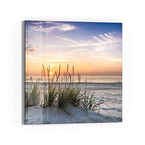 DEQORI Glas-Magnettafel | 30x30 cm groß | Motiv "Sonnenuntergang am Strand" | Memo-Board aus Glas | Magnetboard inkl. Magnete, Stift & Tuch für Küche & Büro | Tafel magnetisch & beschreibbar von DEQORI