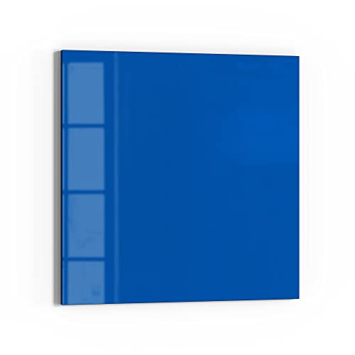 DEQORI Glas-Magnettafel | 30x30 cm groß | Unifarben - Mittelblau | Memo-Board aus Glas | Magnetboard inkl. Magnete, Stift & Tuch für Küche & Büro | Tafel magnetisch & beschreibbar von DEQORI