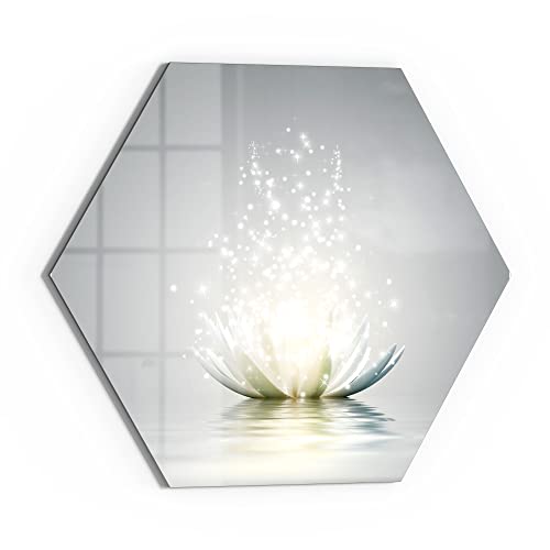 DEQORI Glas-Magnettafel | 40x34,5 cm groß | Motiv "Funkelnde Lotusblüte" | Memo-Board aus Glas | Magnetboard inkl. Magnete, Stift & Tuch für Küche & Büro | Tafel magnetisch & beschreibbar von DEQORI