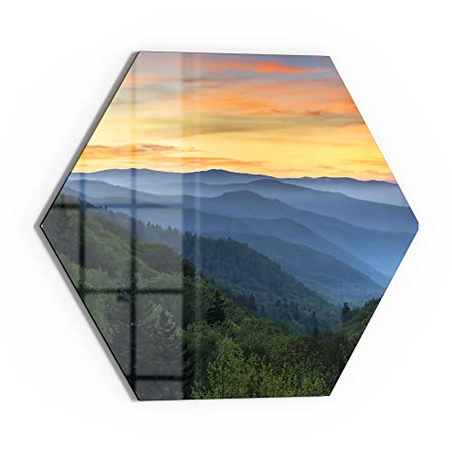 DEQORI Glas-Magnettafel | 40x34,5 cm groß | Motiv "Great Smoky Mountains" | Memo-Board aus Glas | Magnetboard inkl. Magnete, Stift & Tuch für Küche & Büro | Tafel magnetisch & beschreibbar von DEQORI