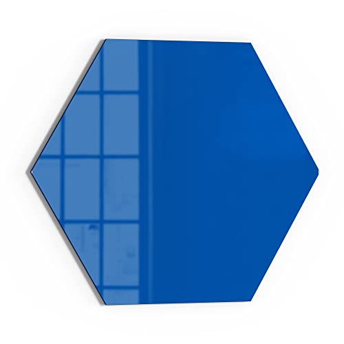 DEQORI Glas-Magnettafel | 55x47,6 cm groß | Unifarben - Mittelblau | Memo-Board aus Glas | Magnetboard inkl. Magnete, Stift & Tuch für Küche & Büro | Tafel magnetisch & beschreibbar von DEQORI