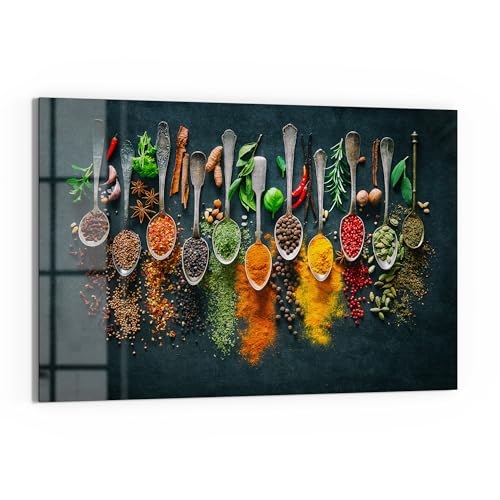 DEQORI Glas-Magnettafel | 60x40 cm cm groß | Motiv "Aromatisches Mosaik" | Memo-Board aus Glas | Magnetboard inkl. Magnete, Stift & Tuch für Küche & Büro | Tafel magnetisch & beschreibbar von DEQORI