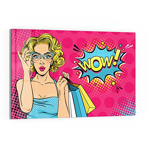 DEQORI Glas-Magnettafel | 60x40 cm groß | Motiv "Blondine erstaunt: WOW" | Memo-Board aus Glas | Magnetboard inkl. Magnete, Stift & Tuch für Küche & Büro | Tafel magnetisch & beschreibbar von DEQORI